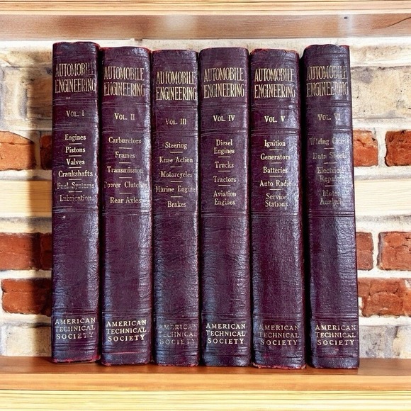 1937 Vintage Automobile Engineering Vol 1-6 by American Technical Society